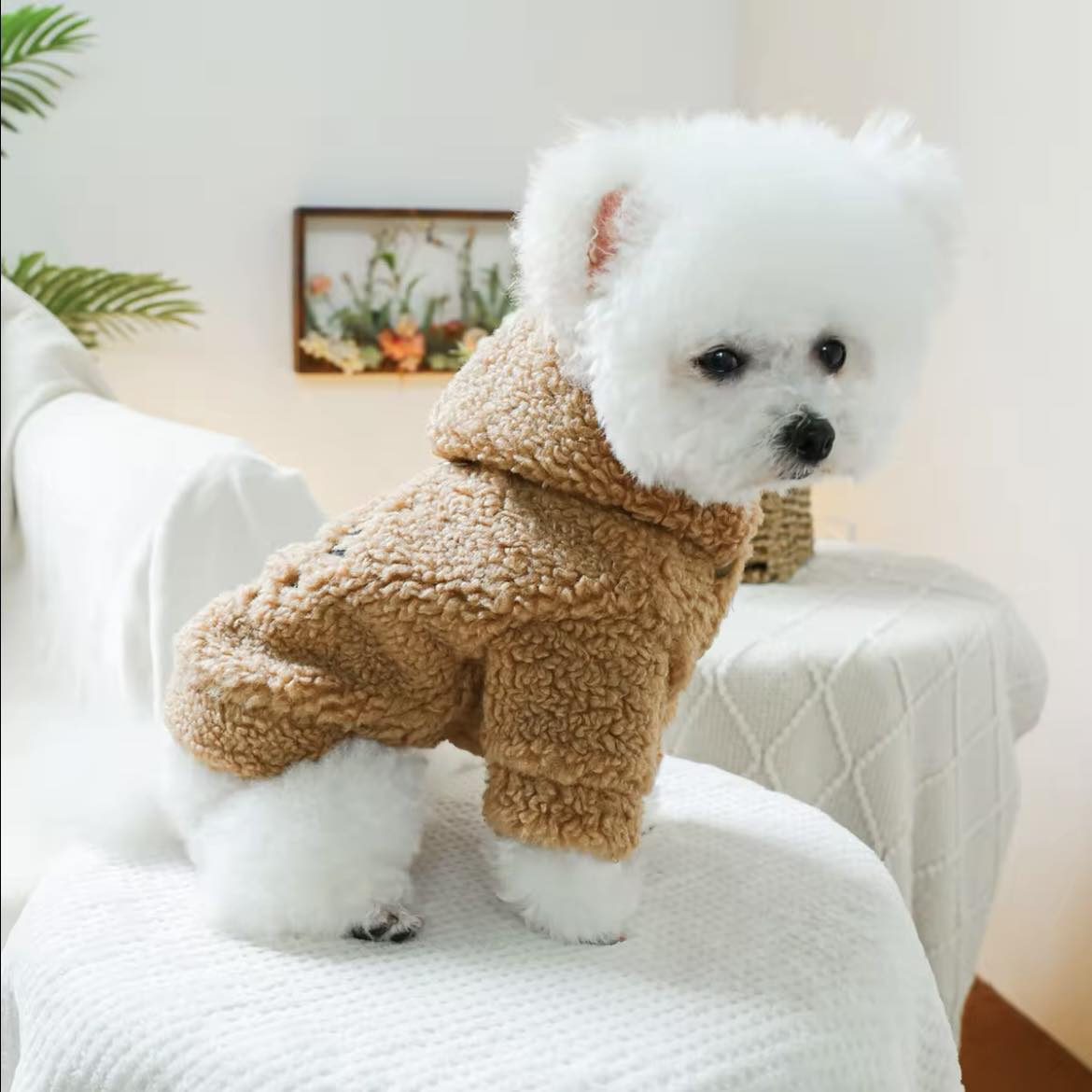 Топло палто тип вълна BEIGE